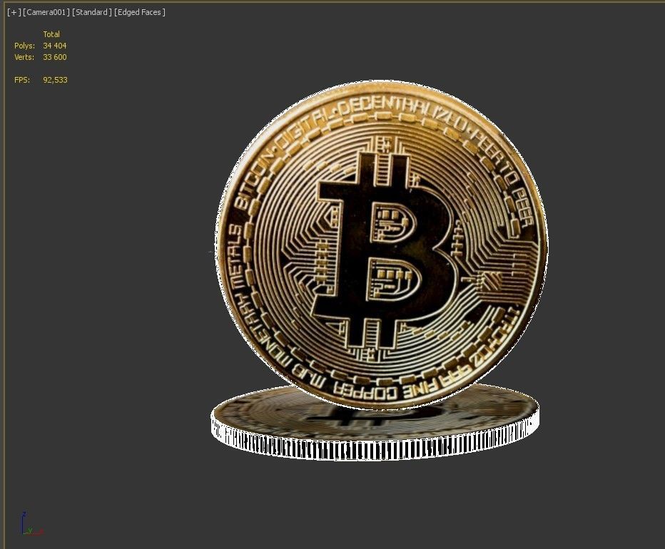 Bitcoin two coins 3D model_8