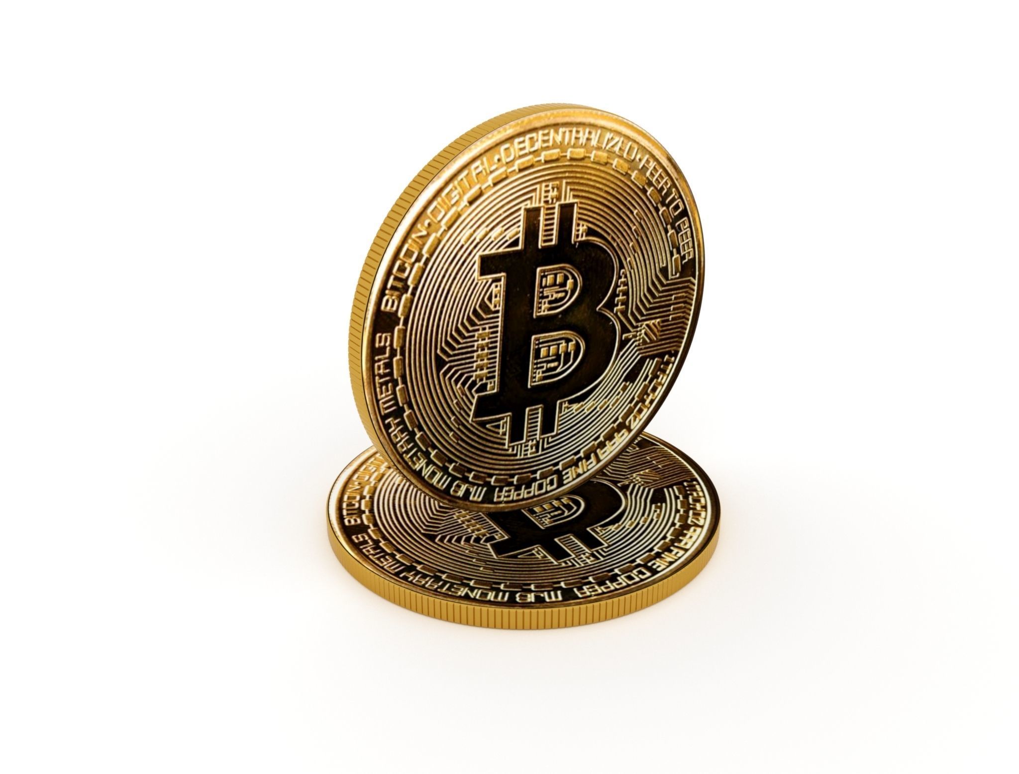 Bitcoin two coins 3D model_4