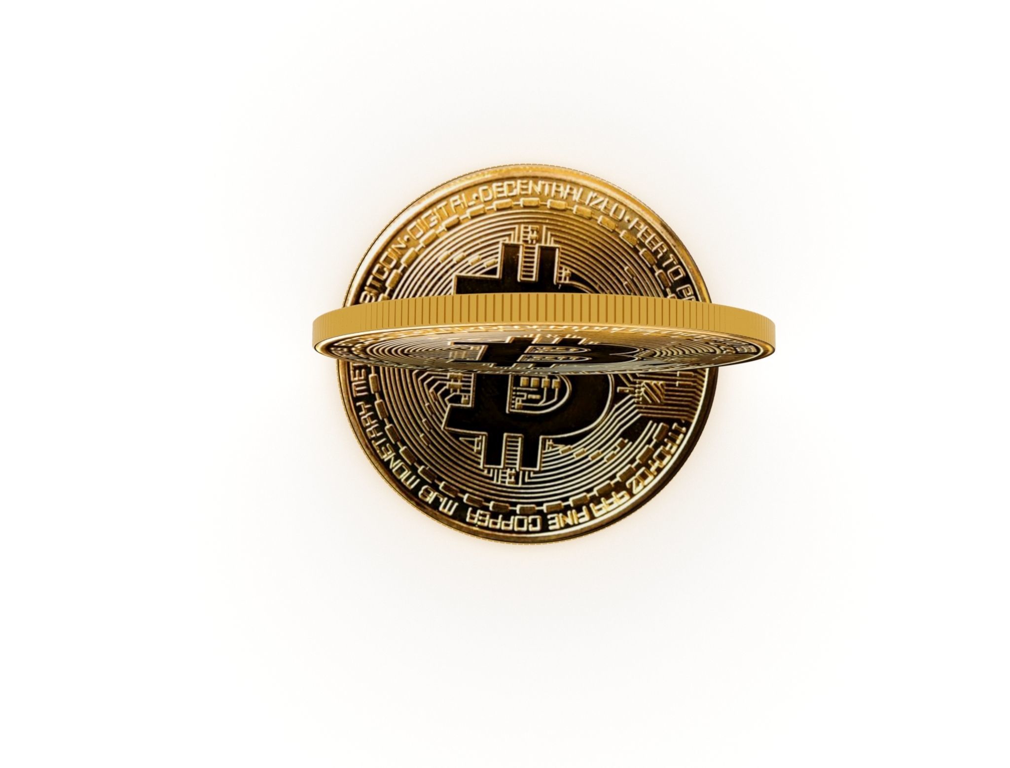 Bitcoin two coins 3D model_6