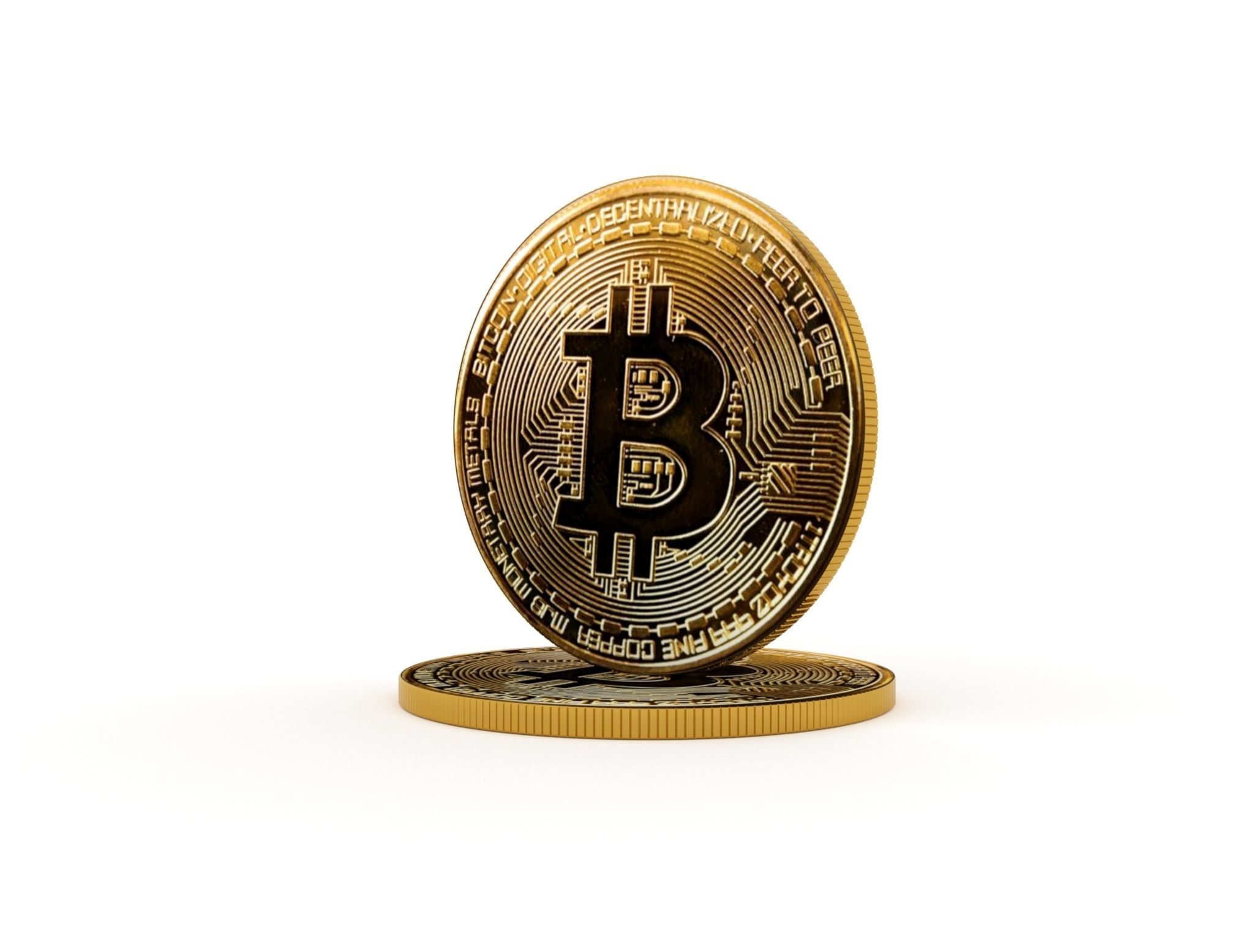 Bitcoin two coins 3D model_2