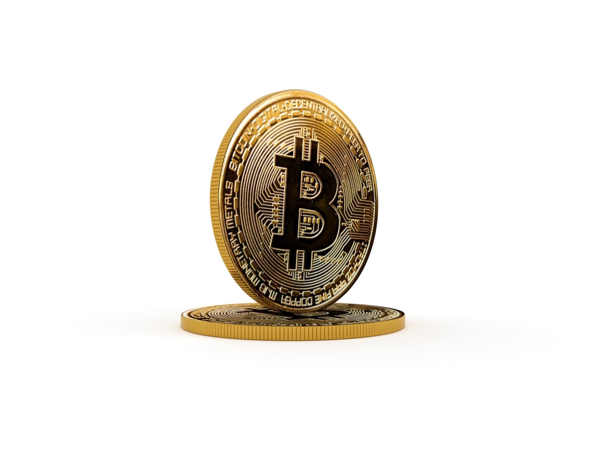 Bitcoin two coins 3D model_3
