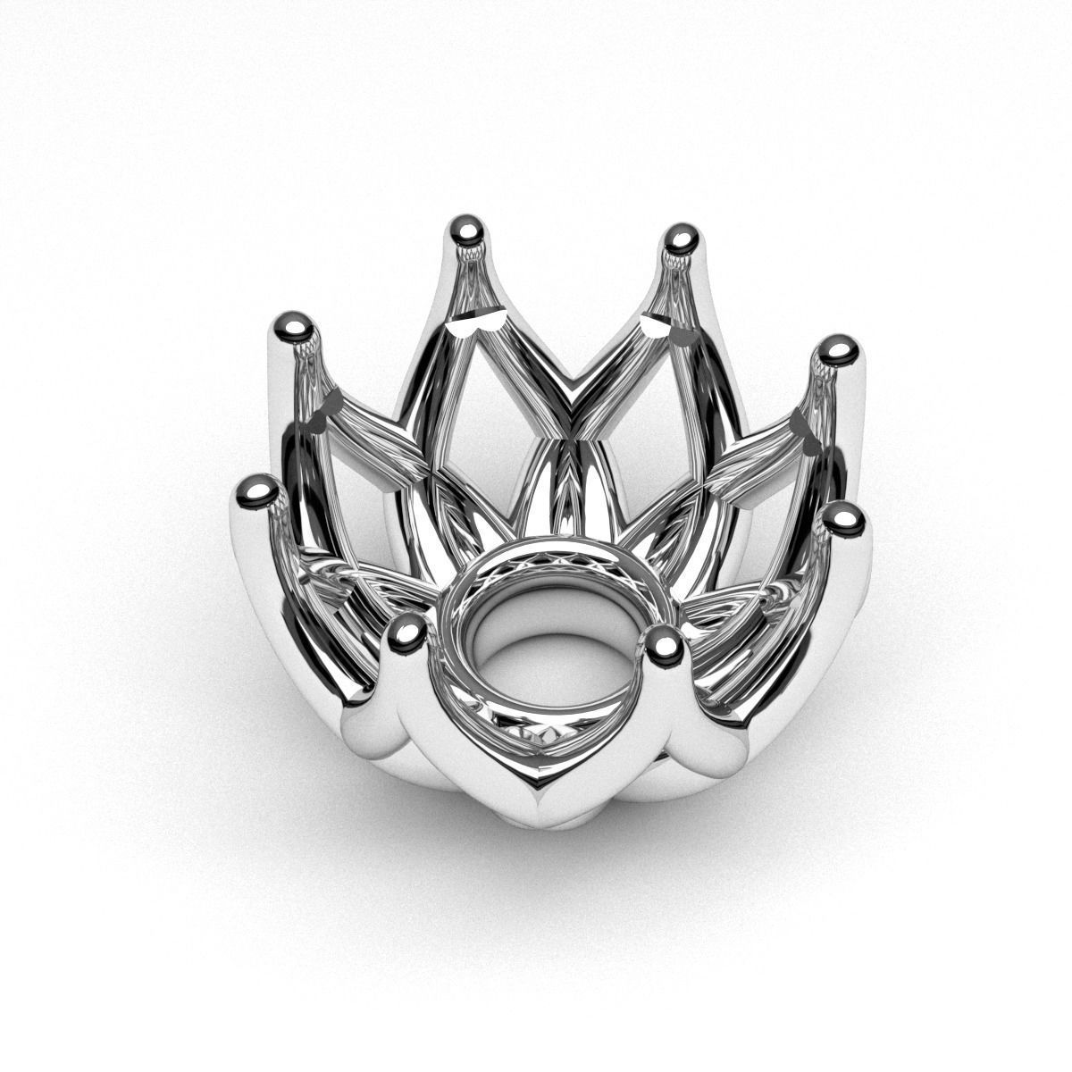 Engagement ring head set for single stone 8 prongs 3D print model_3