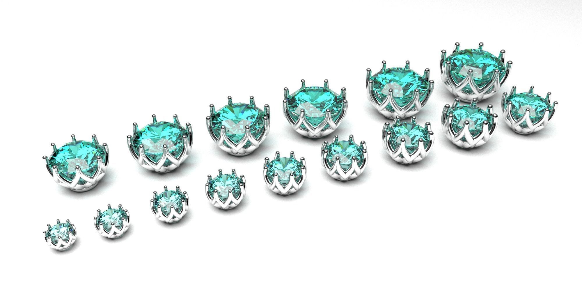 Engagement ring head set for single stone 8 prongs 3D print model_1