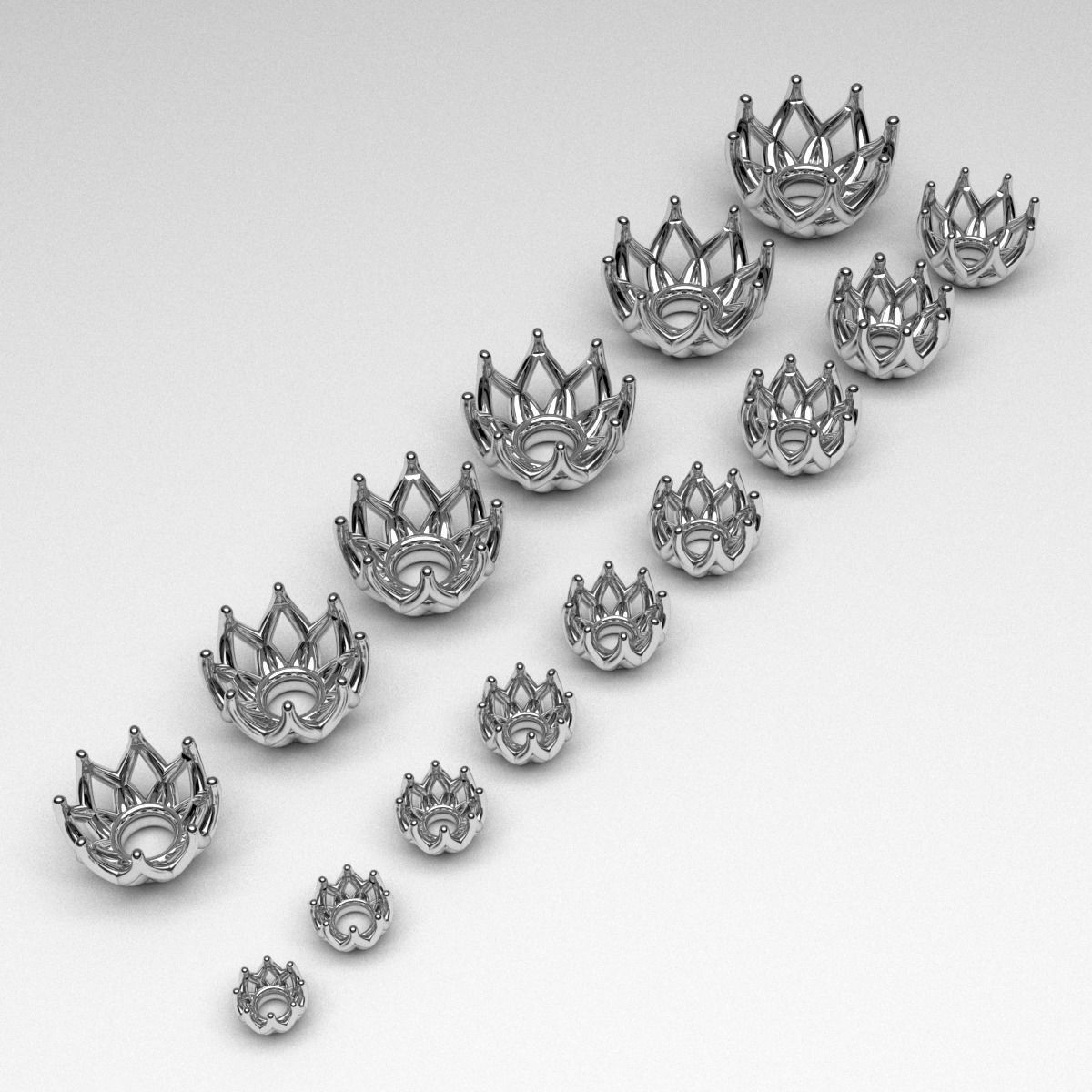 Engagement ring head set for single stone 8 prongs 3D print model_2