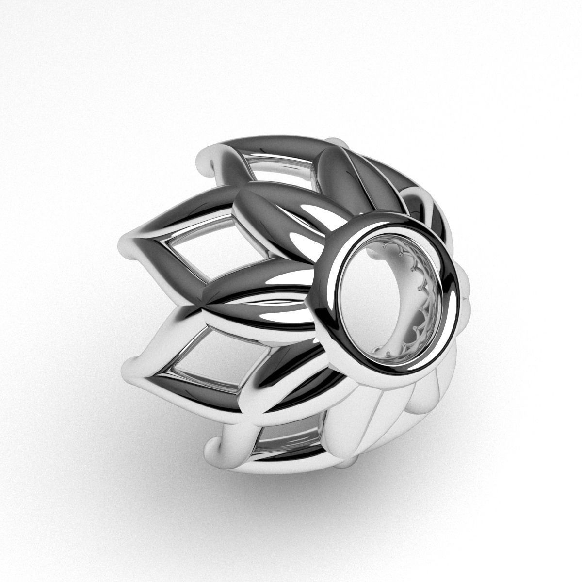 Engagement ring head set for single stone 8 prongs 3D print model_4