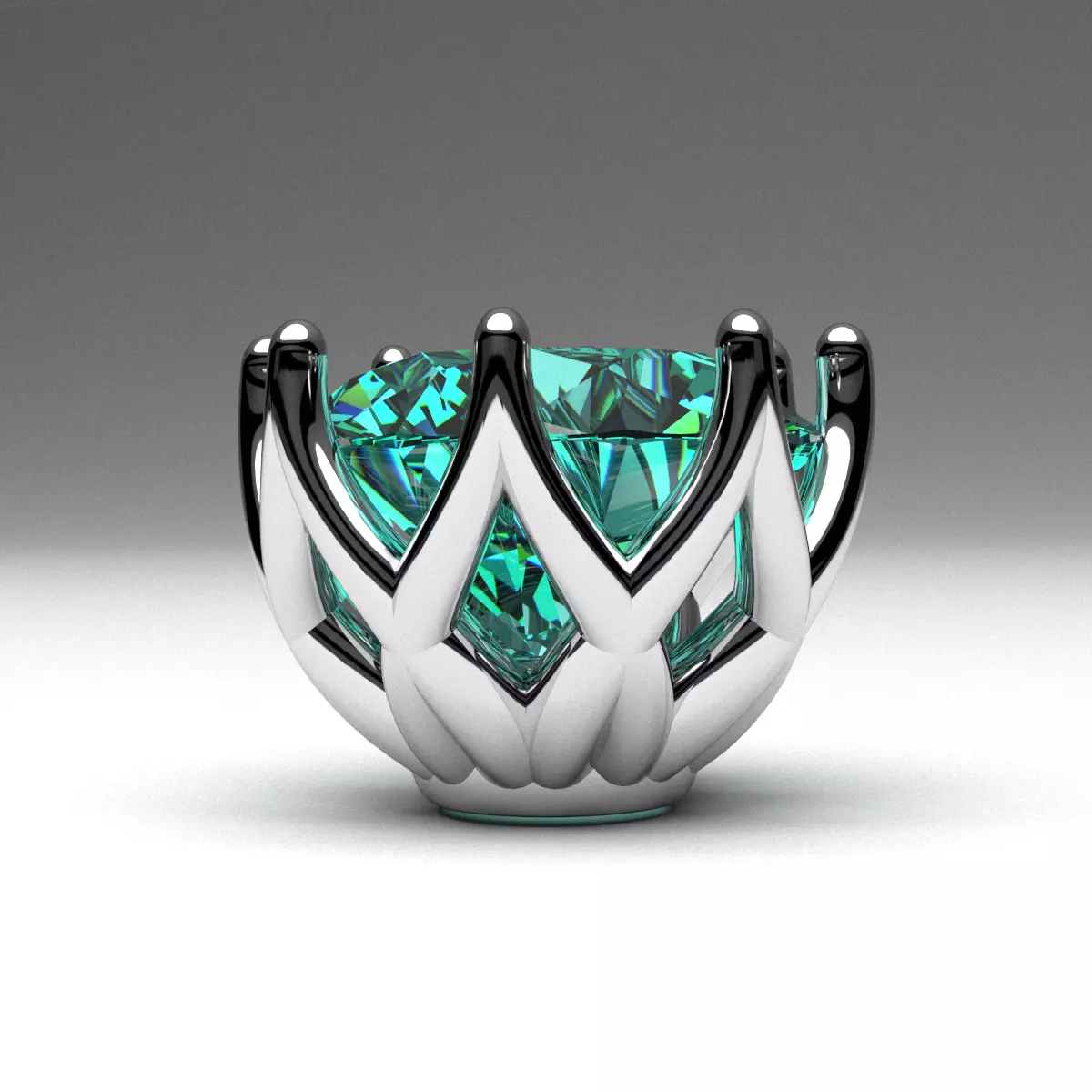 Engagement ring head set for single stone 8 prongs 3D print model_0