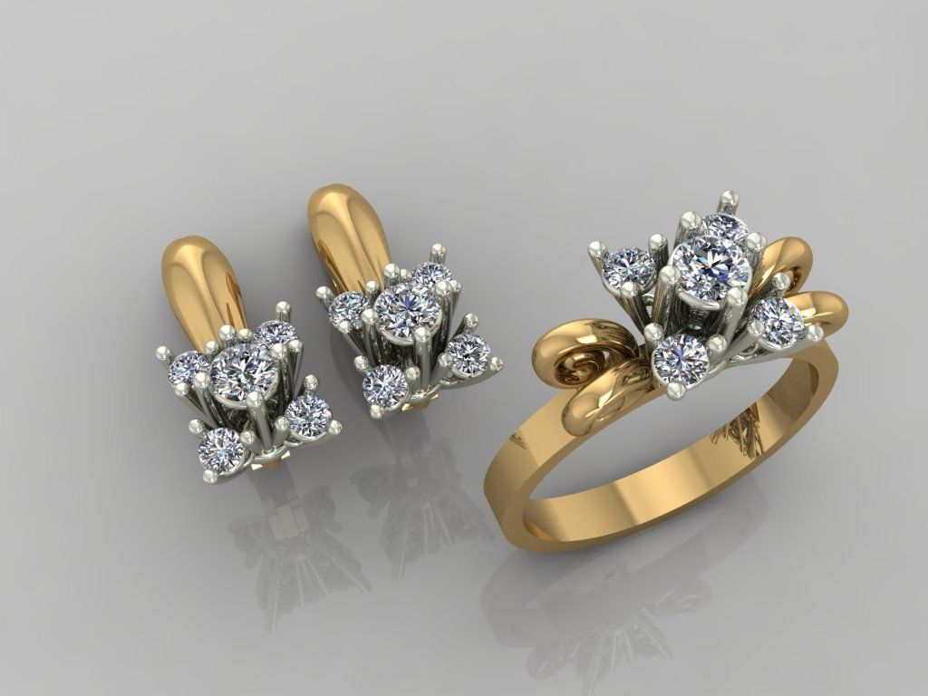 Earrings and Ring Set 3D print 3D print model_1