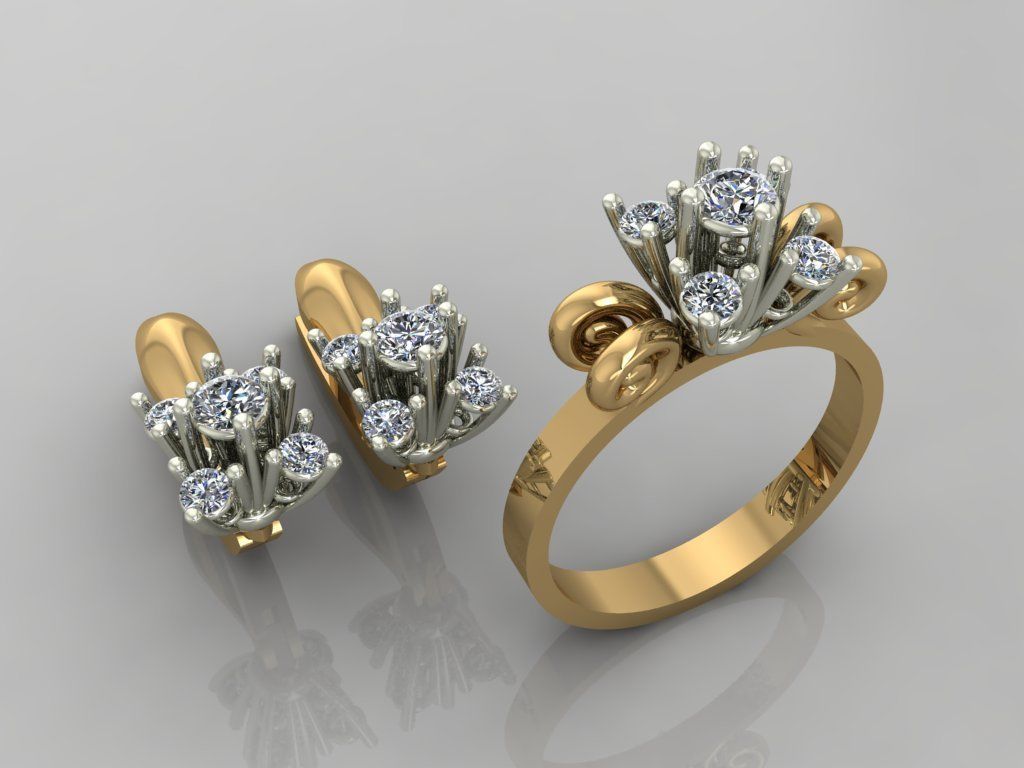 Earrings and Ring Set 3D print 3D print model_2