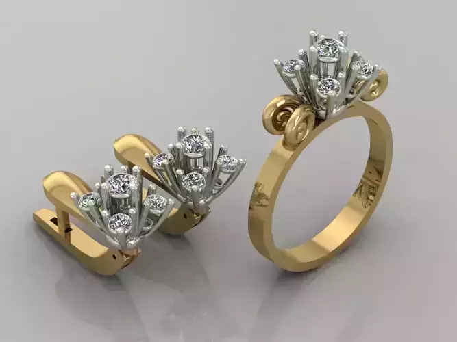 Earrings and Ring Set 3D print