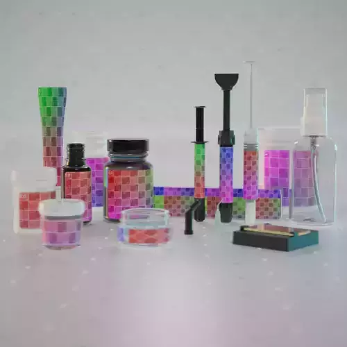 Cosmetic Bottles Syringes Tubs and Tubes 3D model