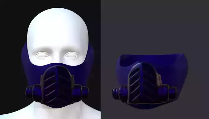Gas mask helmet 3d model scifi Low-poly 