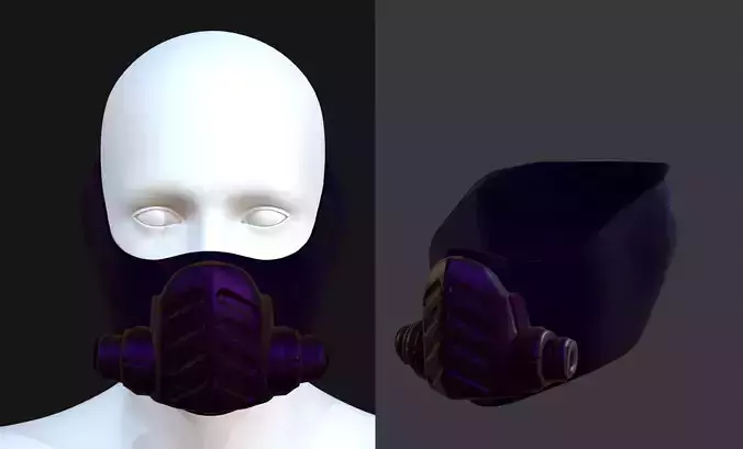 Gas mask helmet 3d model scifi Low-poly 