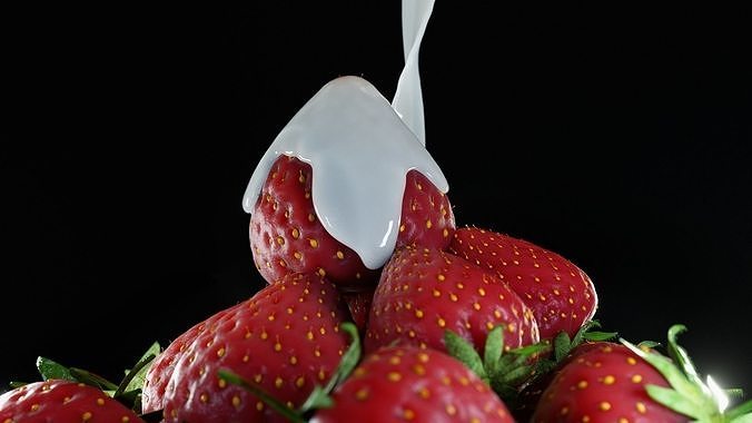 Strawberry Fluid Animated 3D model 2
