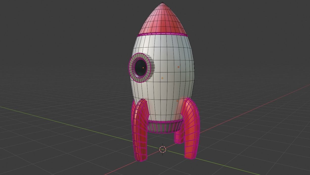 Cartoon Rocket Low-poly 3D model_4