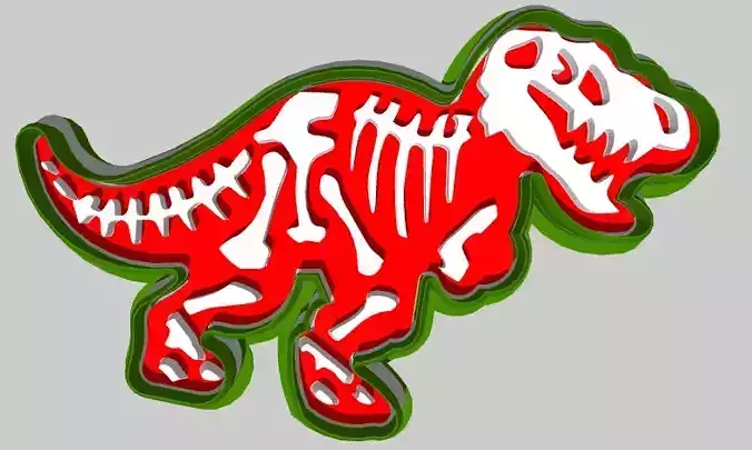 Dinosaur with bones Cookie Cutter 3D print model