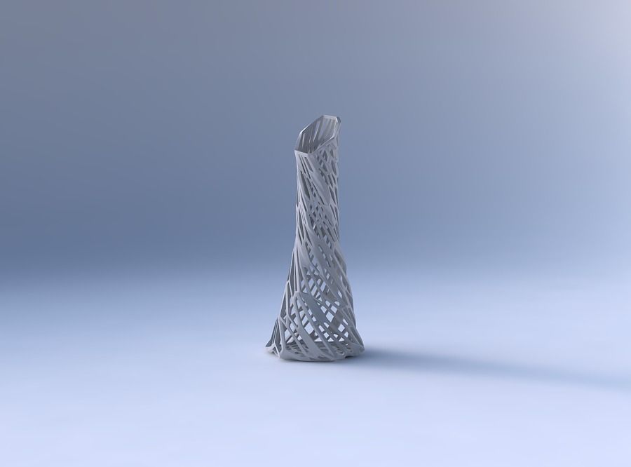 Vase twisted squeezed and bent hexagon and twisted organic la... 3D print model_4