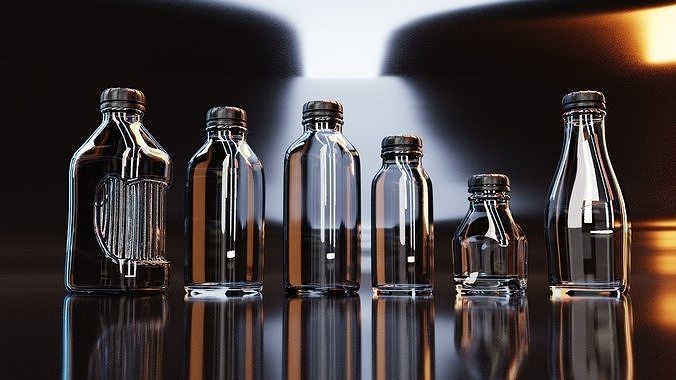 Glass Milk Bottles Time Limited Half Price Promo 3D model