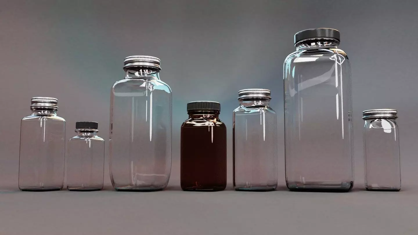 Glass French Square Jars Time Limited Half Price Promo 3D model