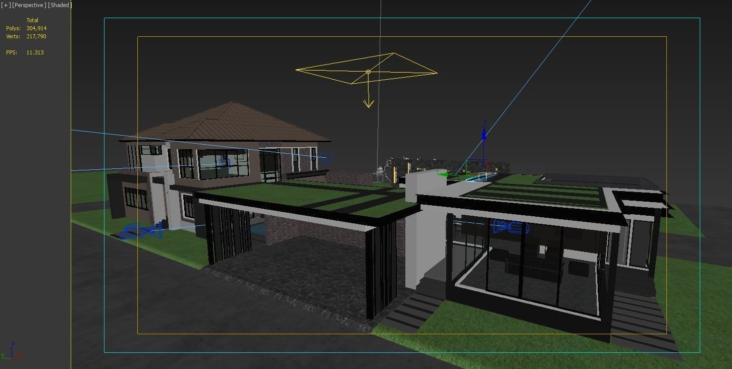 HQ Luxury Modern Pool Villa design with Bar Rooftop party area 3D model_14