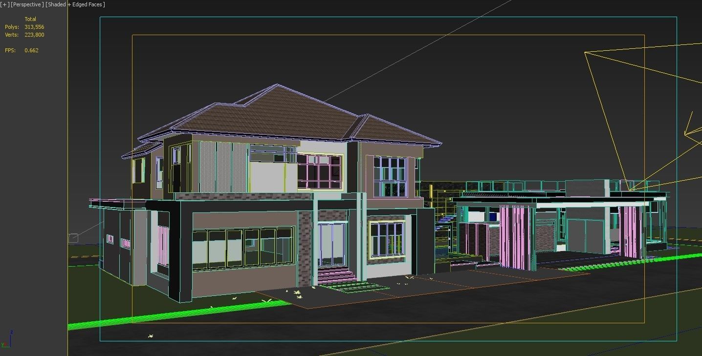 HQ Luxury Modern Pool Villa design with Bar Rooftop party area 3D model_13