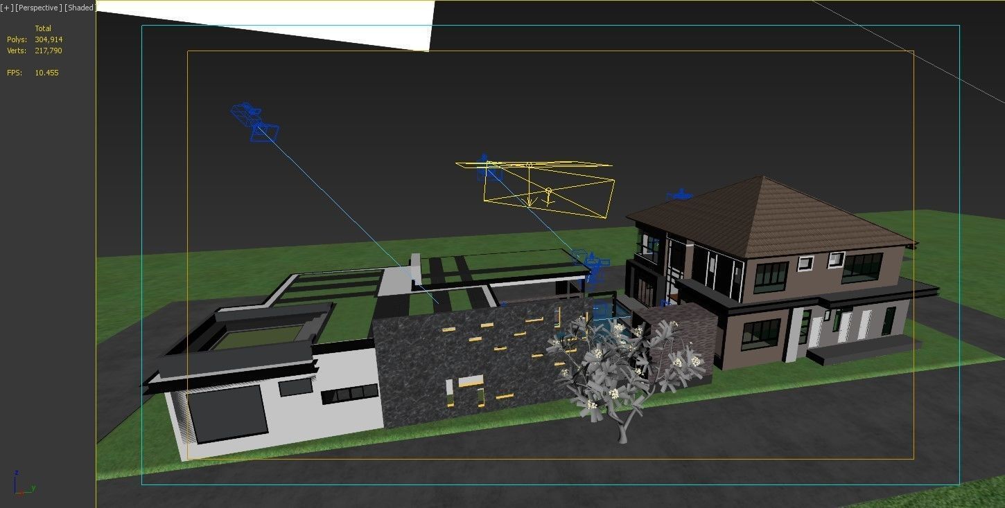 HQ Luxury Modern Pool Villa design with Bar Rooftop party area 3D model_15