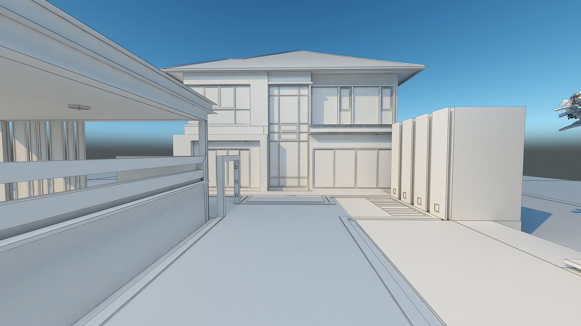 HQ Luxury Modern Pool Villa design with Bar Rooftop party area 3D model_7