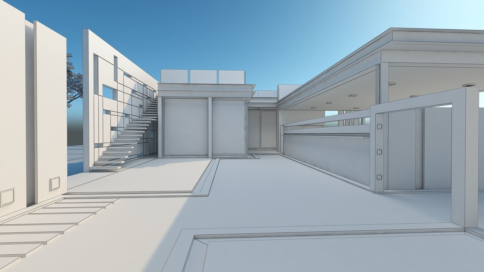 HQ Luxury Modern Pool Villa design with Bar Rooftop party area 3D model_9