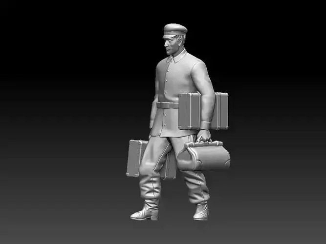 porter soldier carrying luggage