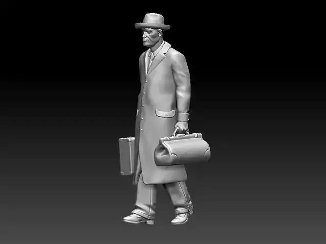 passenger man carrying briefcase 3D print model