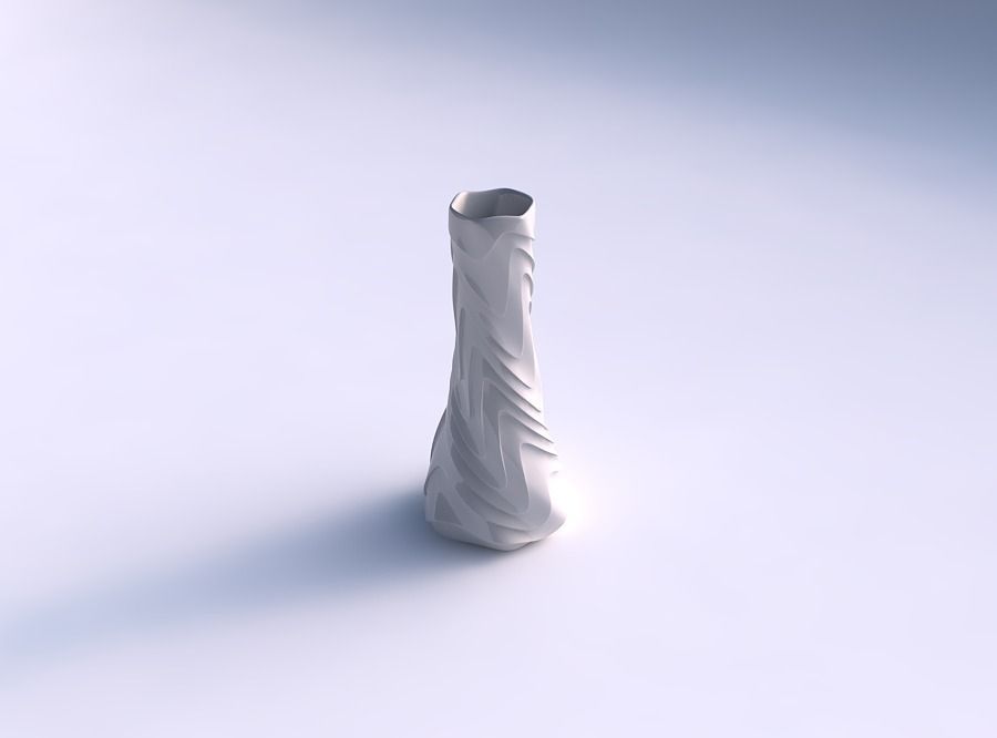 Vase twisted squeezed hexagon with horizontal wavy inverted l... 3D print model_2