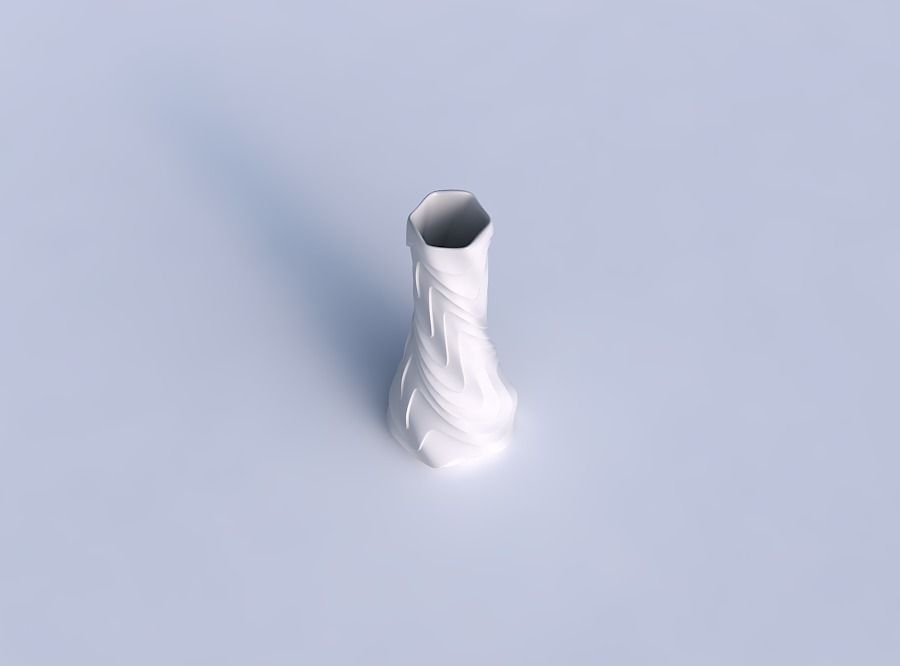 Vase twisted squeezed hexagon with horizontal wavy inverted l... 3D print model_1