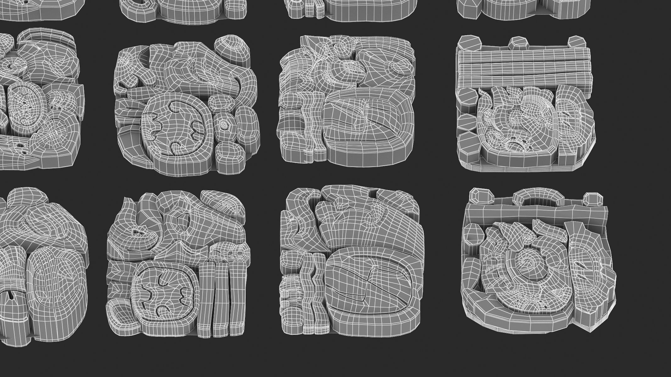 Mayan Alphabet 3D model_49