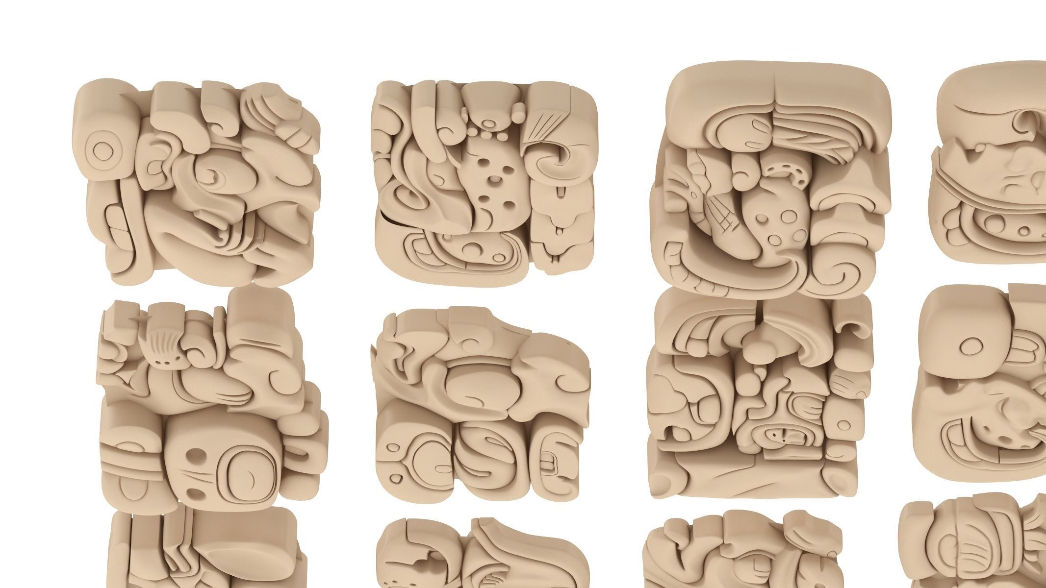 Mayan Alphabet 3D model_3