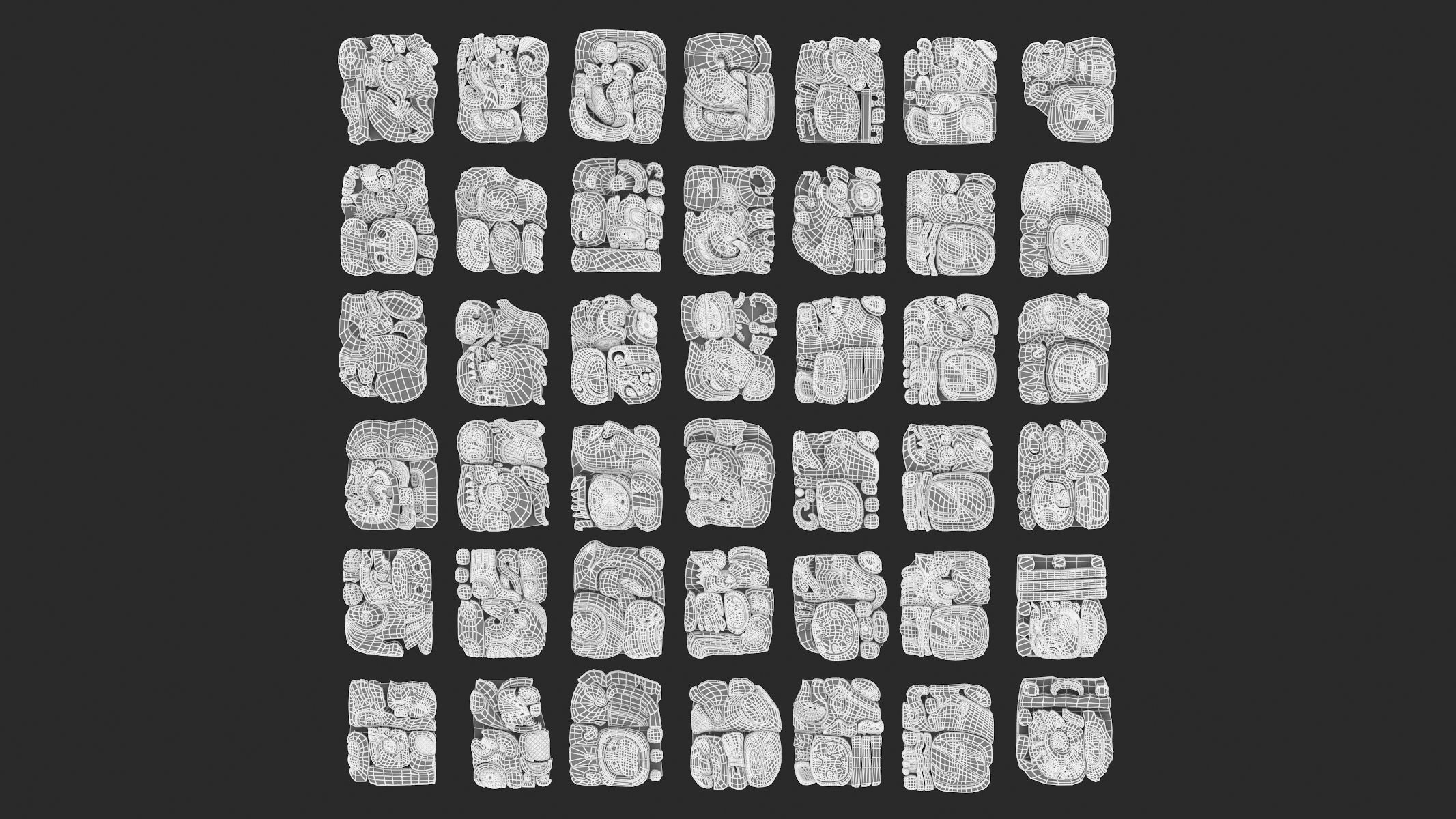 Mayan Alphabet 3D model_47