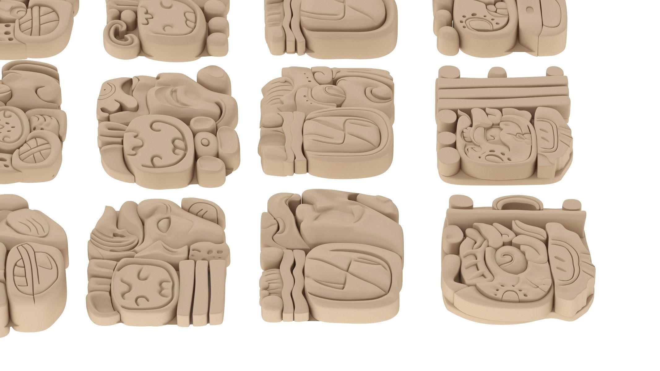 Mayan Alphabet 3D model_2