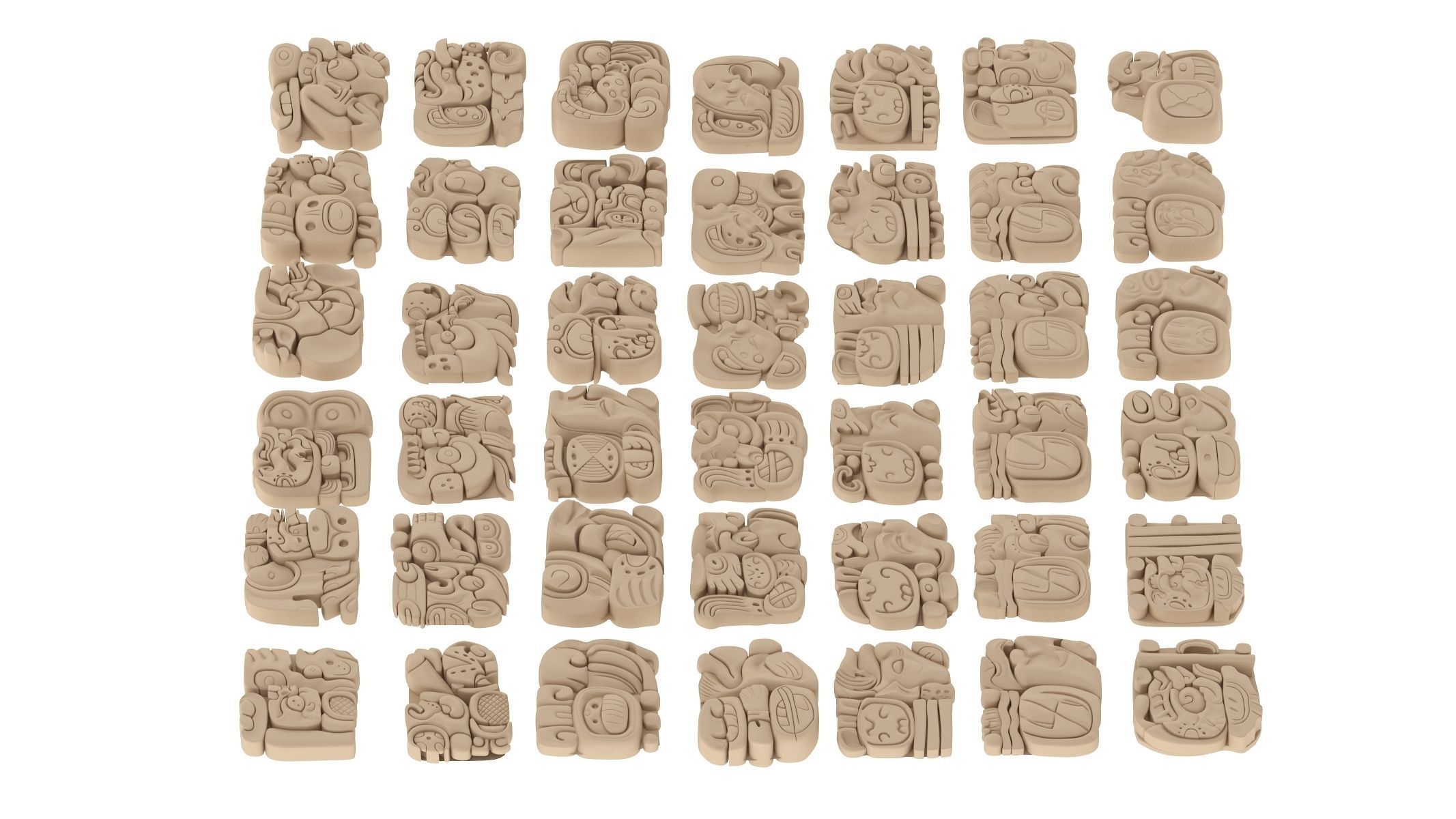 Mayan Alphabet 3D model_1
