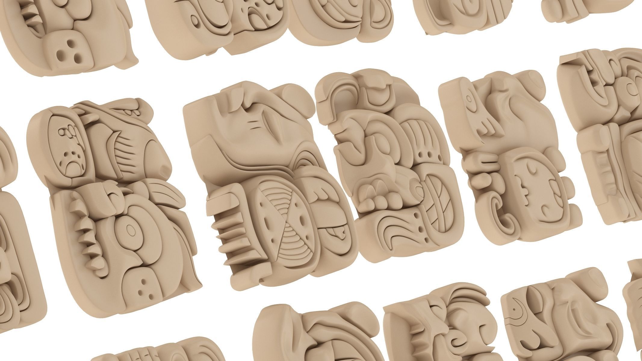 Mayan Alphabet 3D model_4