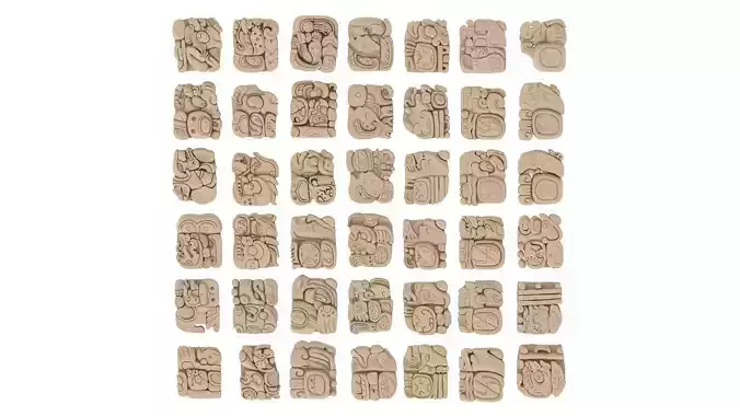 Mayan Alphabet 3D model