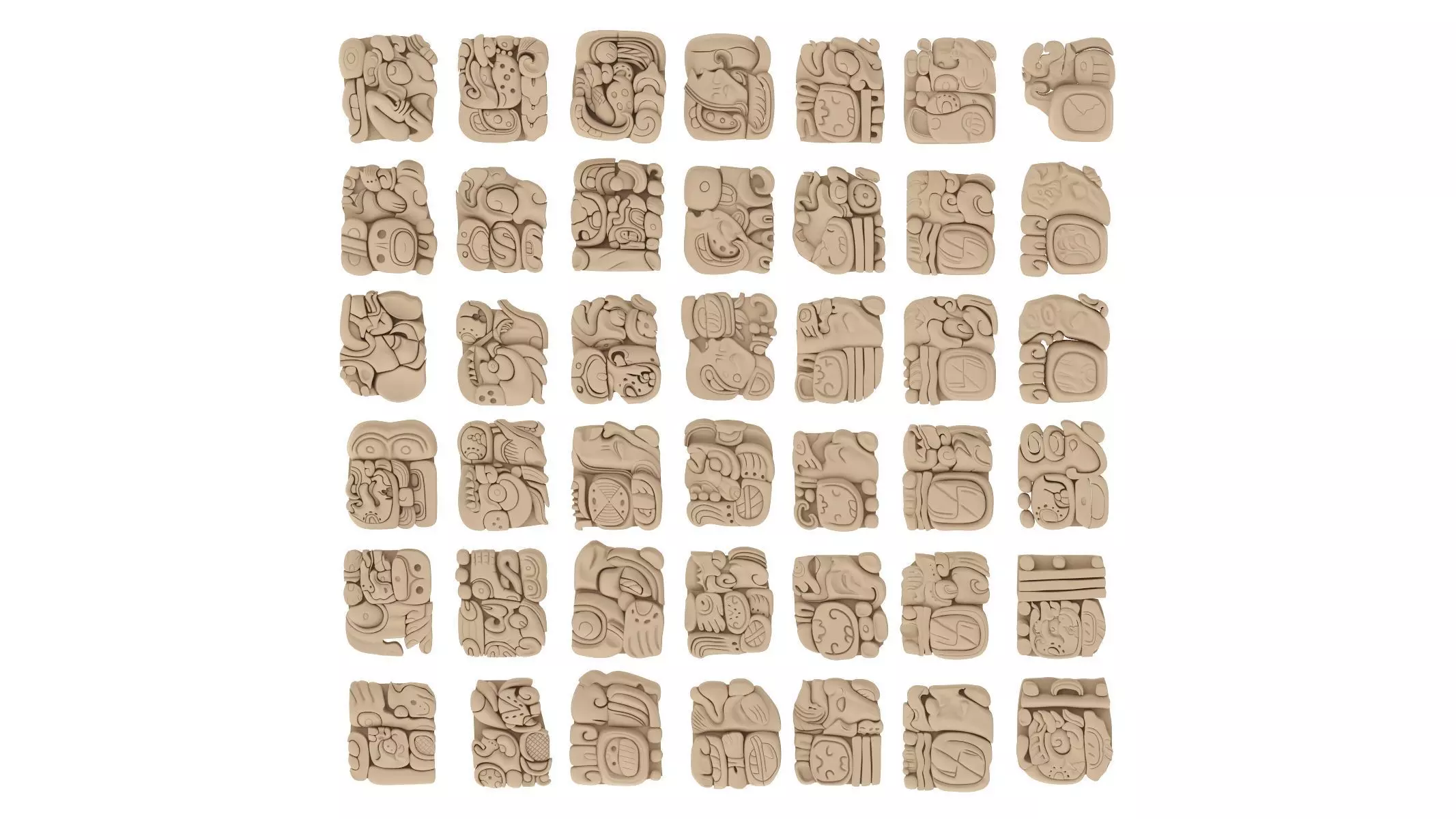 Mayan Alphabet 3D model_0