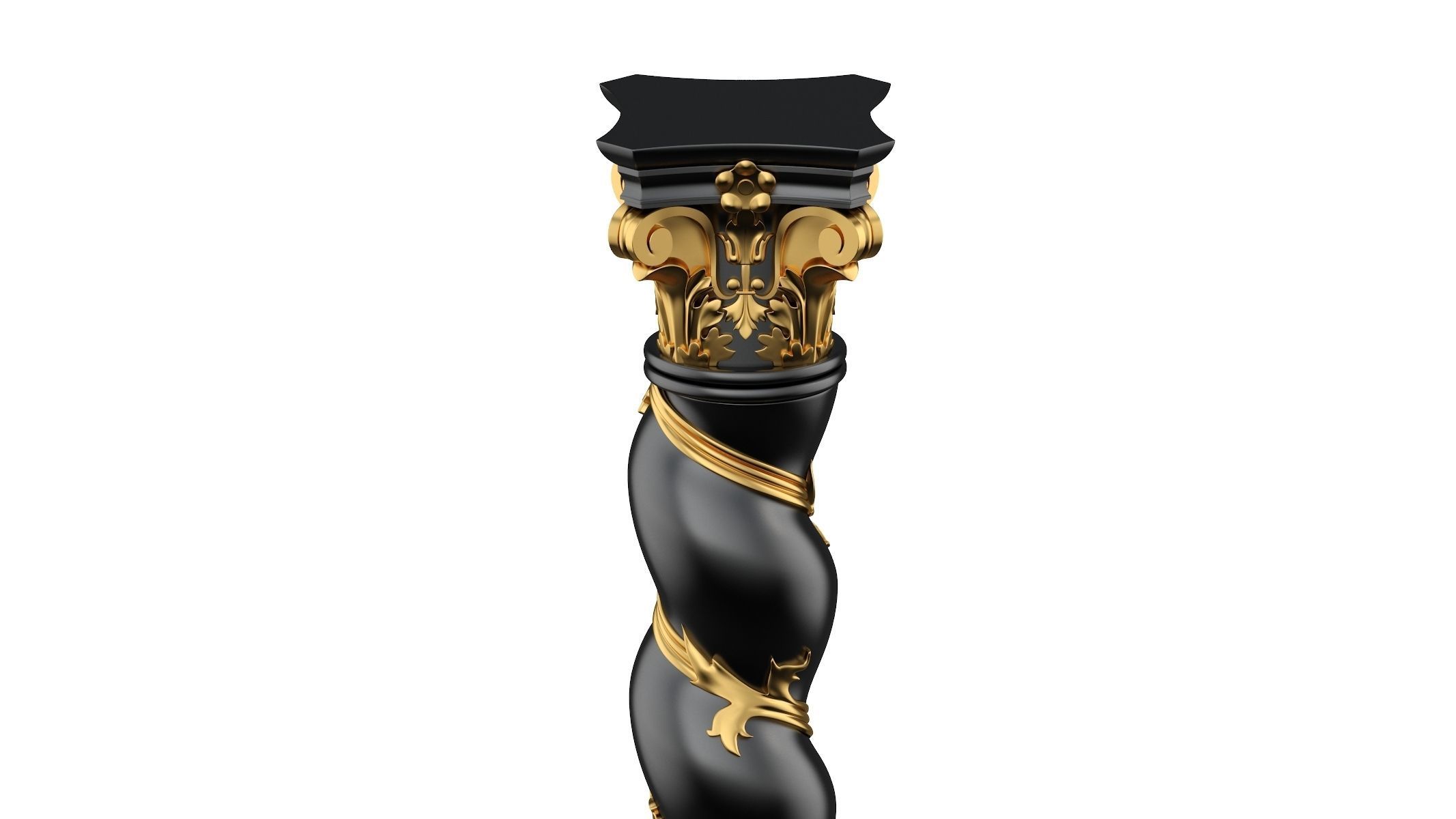 Solomonic Column Black and Gold 3D model_2