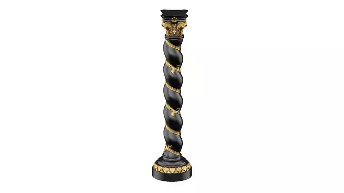Solomonic Column Black and Gold 3D model