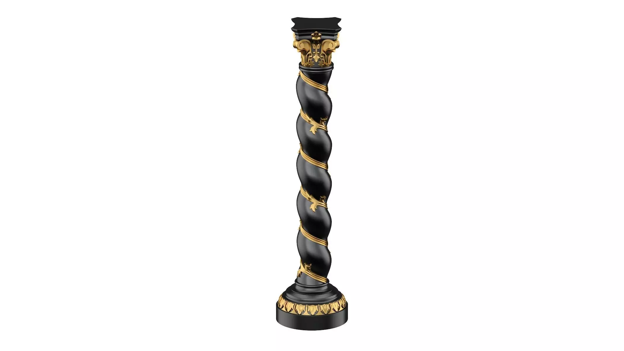 Solomonic Column Black and Gold 3D model_0