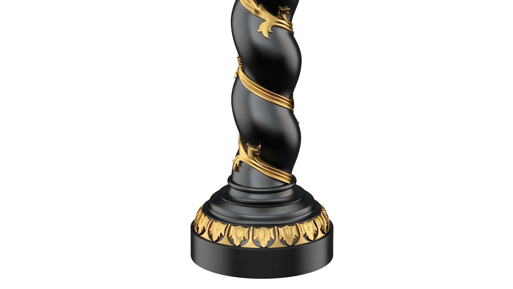 Solomonic Column Black and Gold 3D model_3