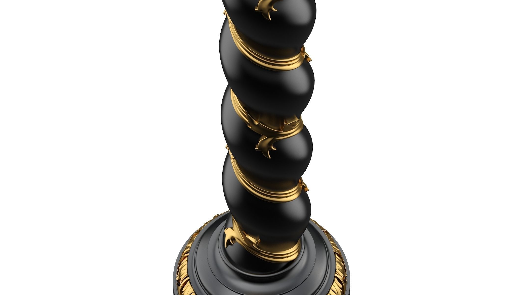 Solomonic Column Black and Gold 3D model_4