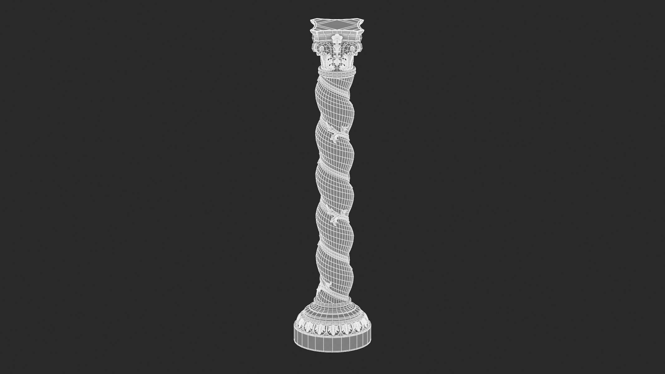 Solomonic Column Gold 3D model_5