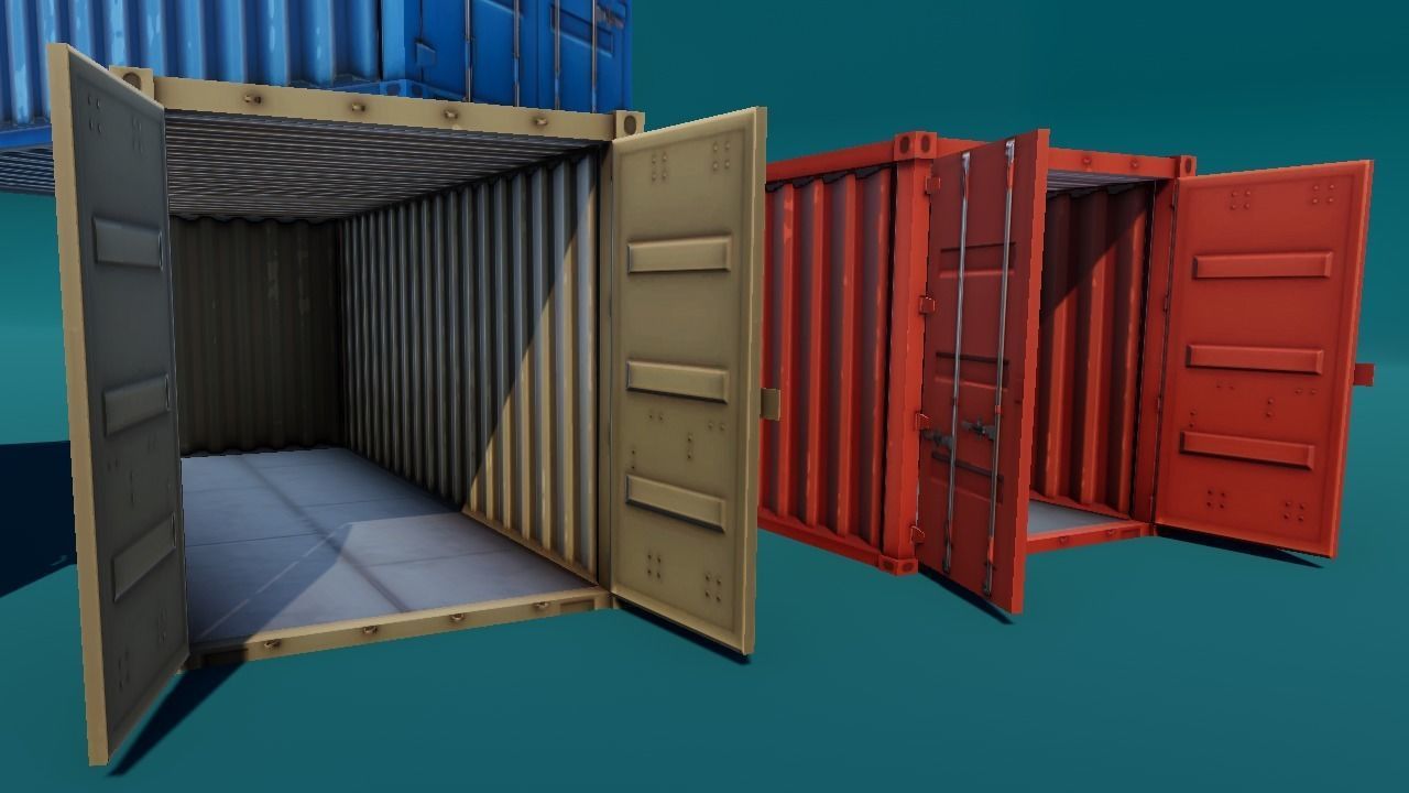 Shipping Cargo Container Stylized Low-poly 3D model_4