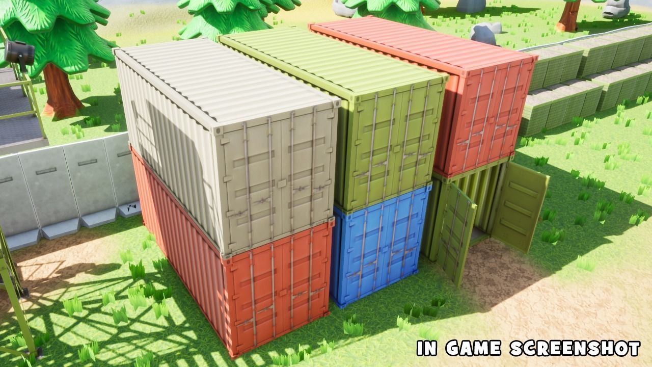 Shipping Cargo Container Stylized Low-poly 3D model_7