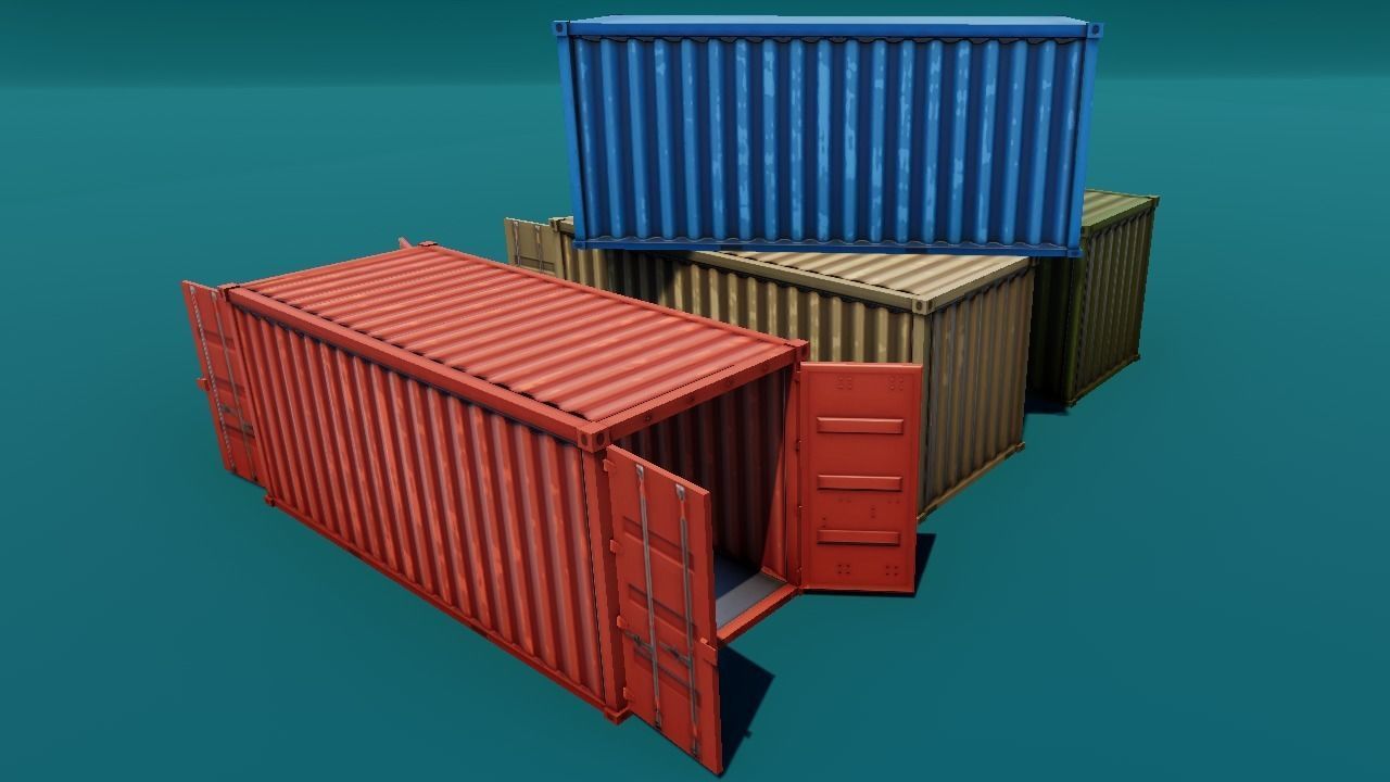 Shipping Cargo Container Stylized Low-poly 3D model_5