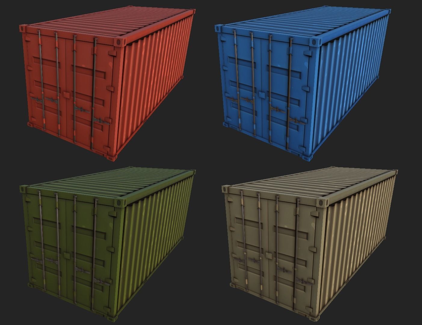 Shipping Cargo Container Stylized Low-poly 3D model_3