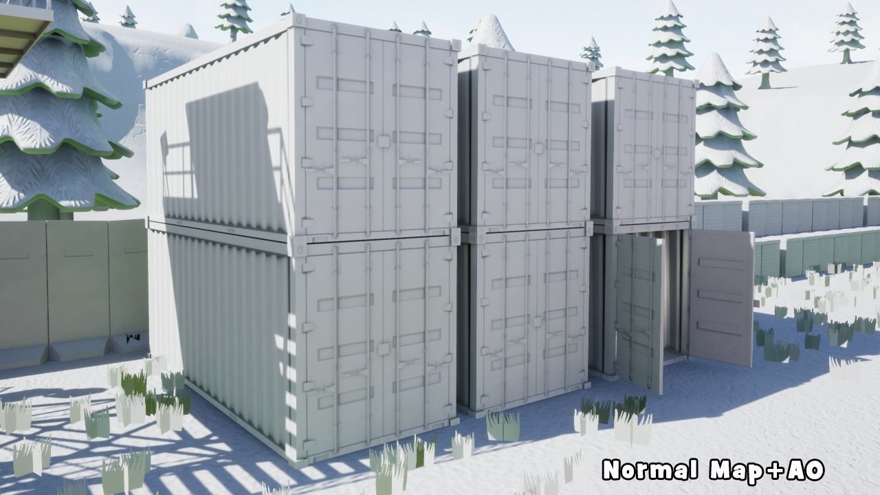 Shipping Cargo Container Stylized Low-poly 3D model_10
